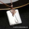 Fashionable square necklace, pendant, universal chain for key bag , simple and elegant design, wholesale