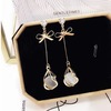 Silver needle, swan, fashionable metal earrings from pearl, silver 925 sample