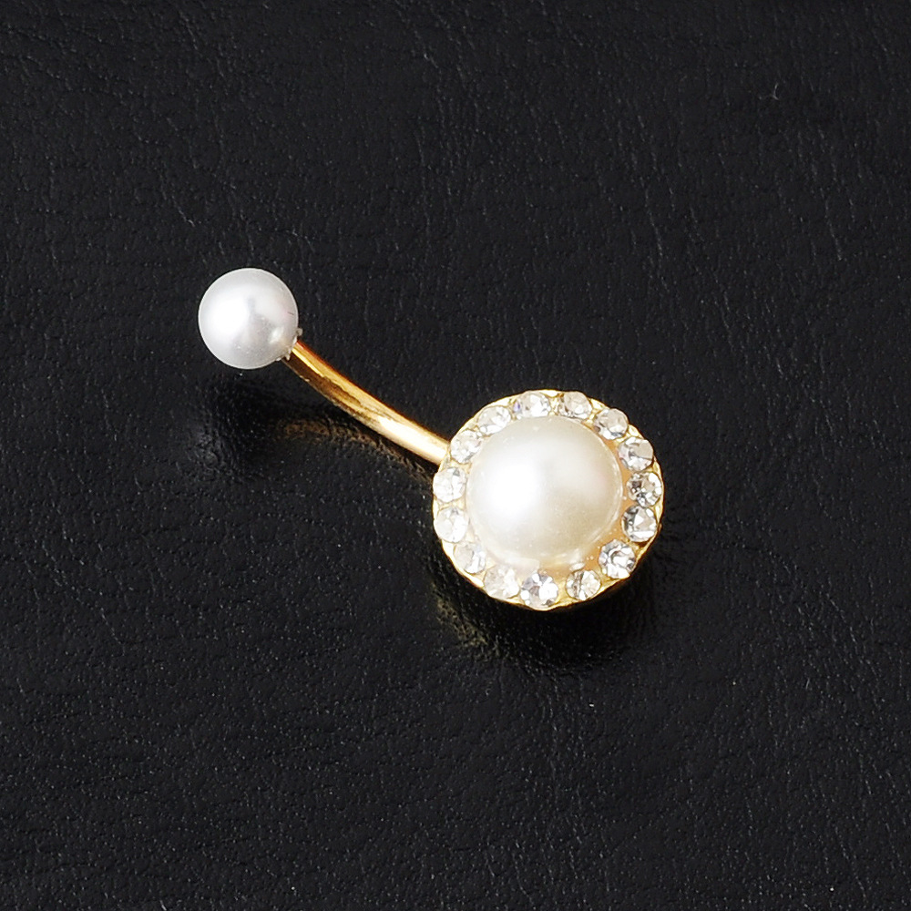 Human Body Piercing Belly Dance Jewelry Inlaid Pearl Round Drill Navel Nail display picture 3