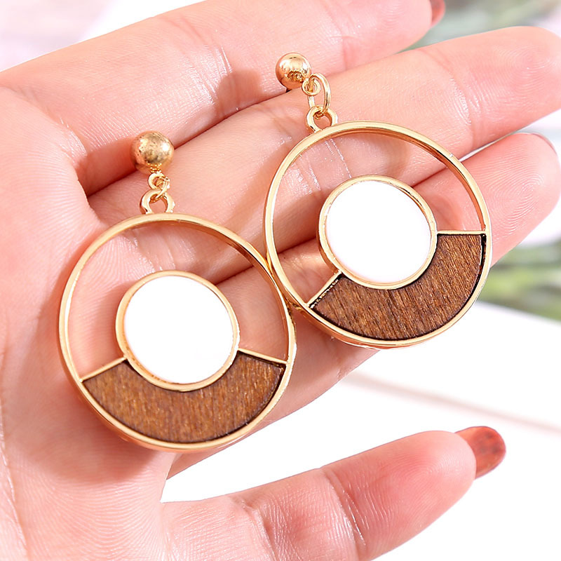 1 Pair Fashion Geometric Wood Handmade Women's Drop Earrings display picture 17