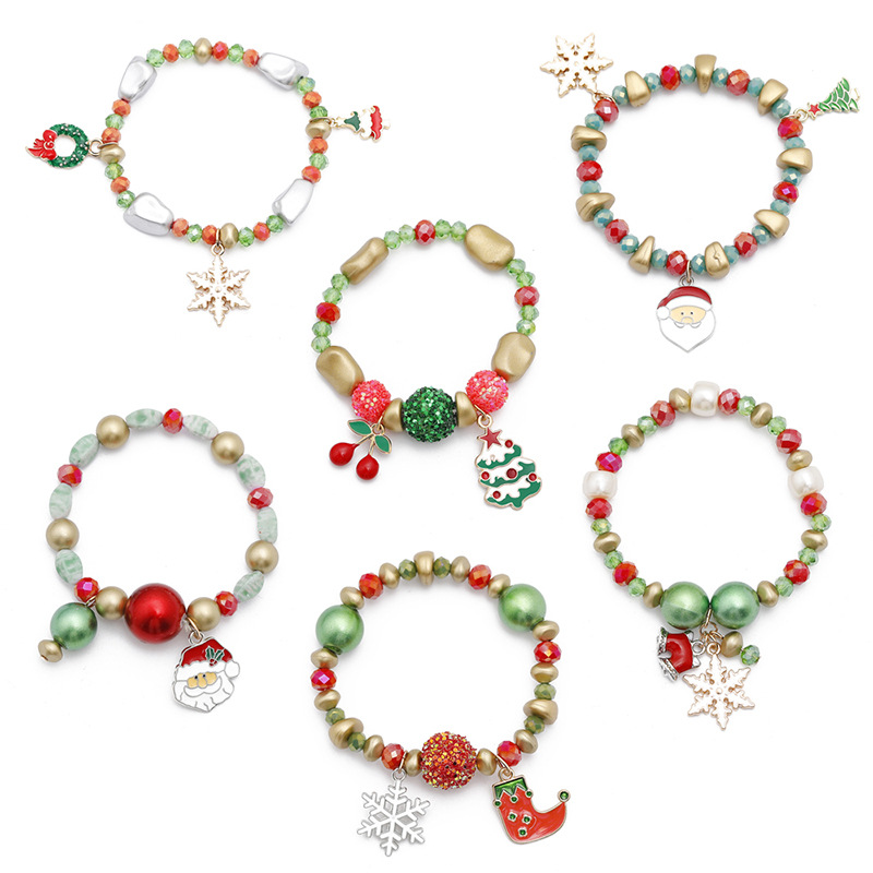 Wholesale Jewelry Christmas Snowman Santa Claus Pendant Color Beaded Bracelet Nihaojewelry display picture 8