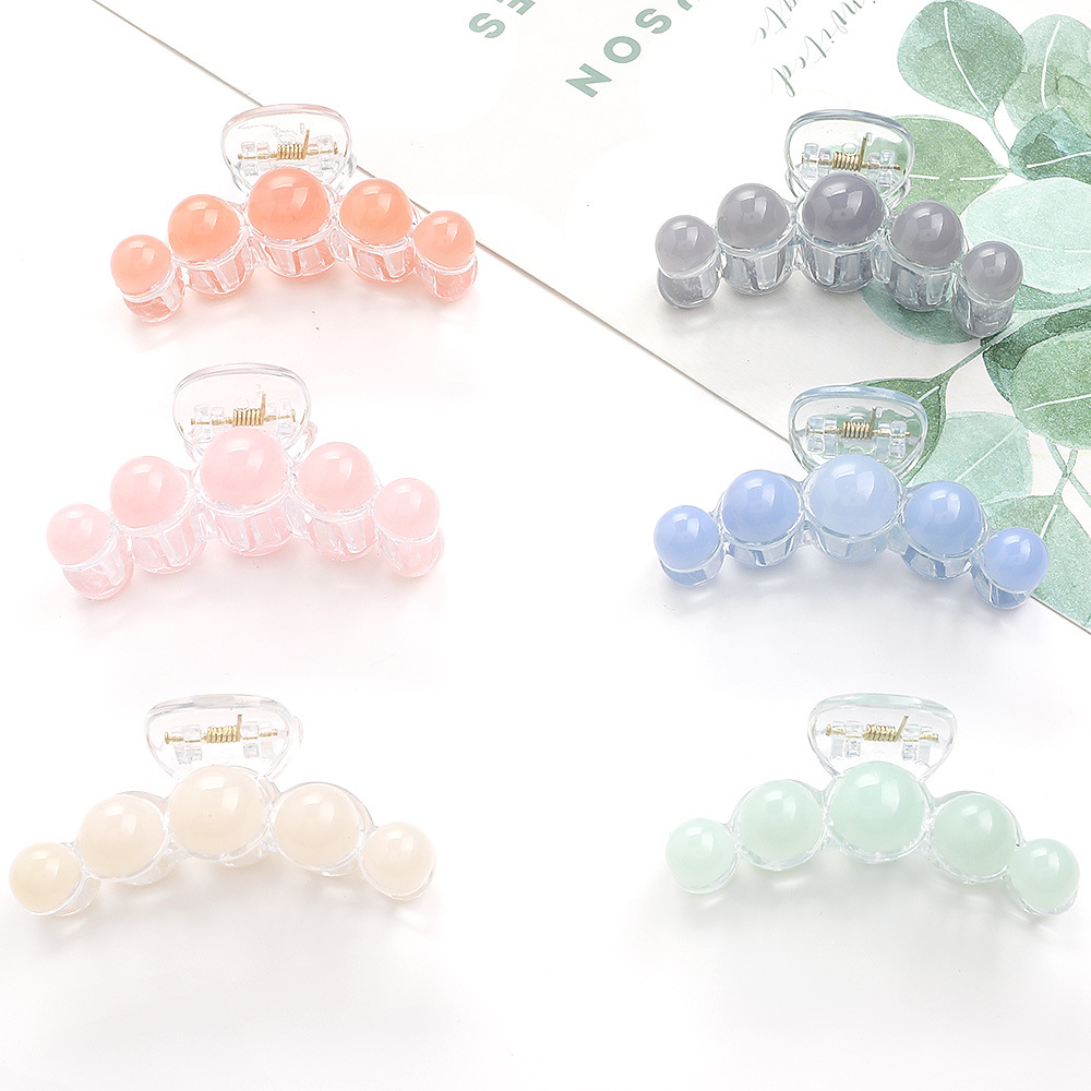 Candy-colored Pearl Grab Clip Acrylic Large Plastic Cheap Hair Clip Wholesale display picture 17