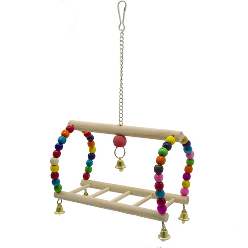 Parrot toy bird toy colored wood beads suspension bridge suspension ladder swing swing chain swing