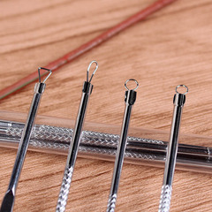 Blackhead remover stainless steel 4-piece set, beauty gift set, double-headed four-head pimple pick press, acne needle, acne needle