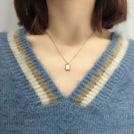 玫瑰金色goodluck好运字母钛钢项链韩版时尚锁骨链女