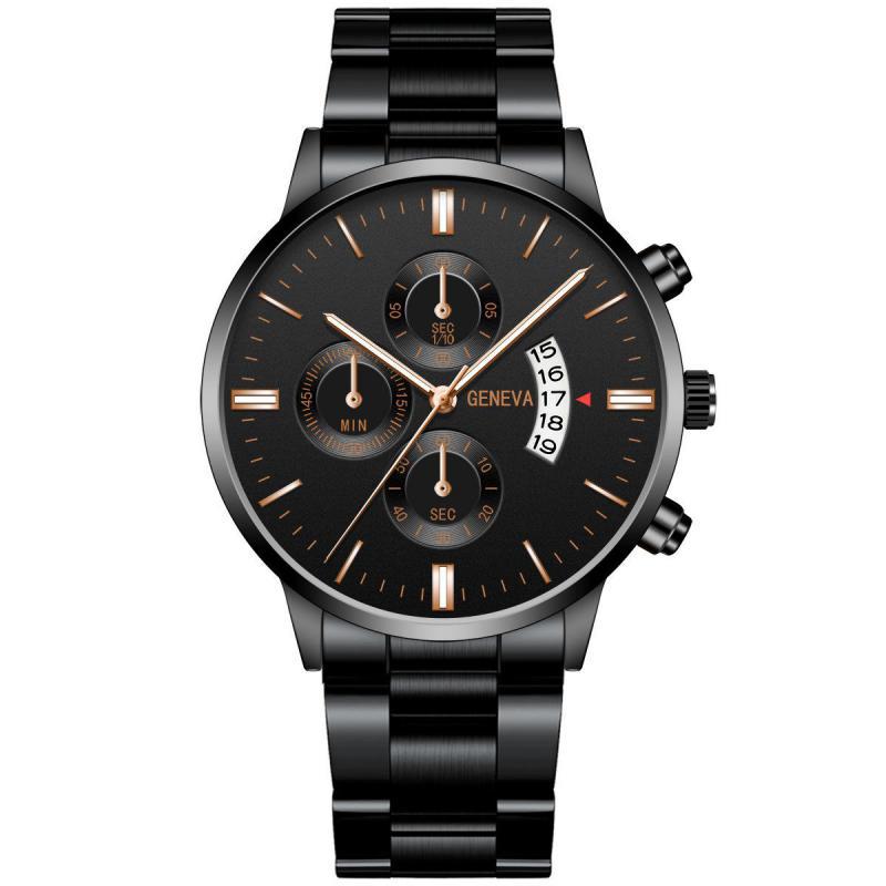 fashion simple stainless steel Three-Eye Calendar Quartz Watch