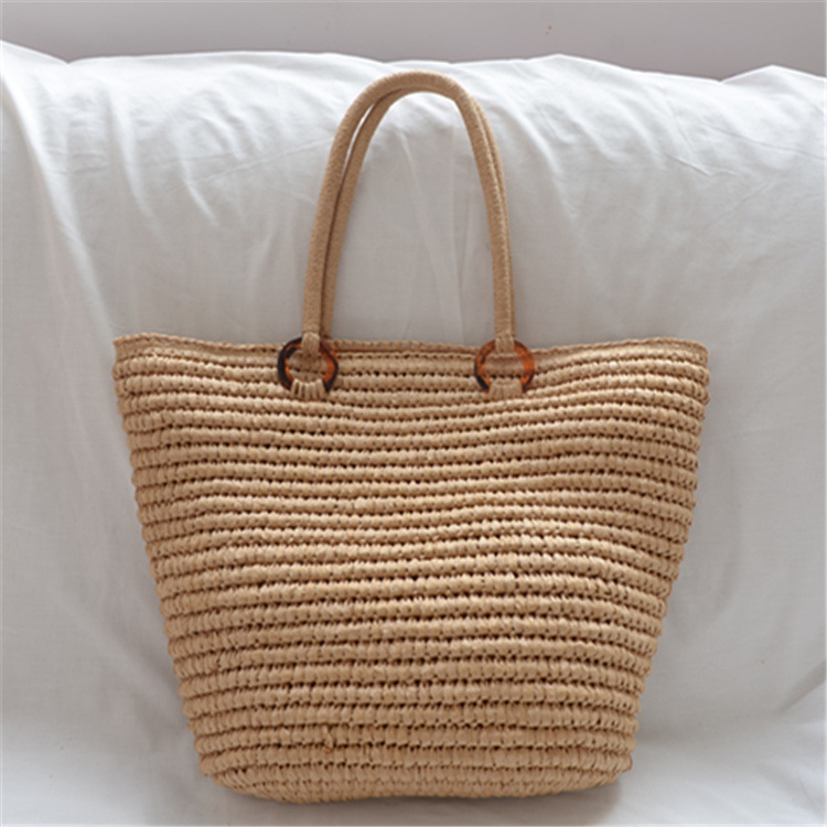 2021 New Straw Bag Hand-woven Simple Handbag Holiday Travel Shoulder Bag Women's Bag