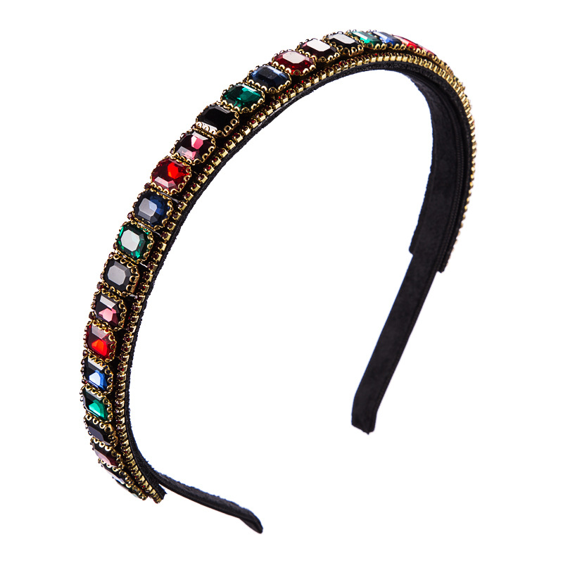 Cloth-encrusted Glass Diamond Color Diamond Headband Fashion Super Flash Water Drill Hoop Hot Sale display picture 4