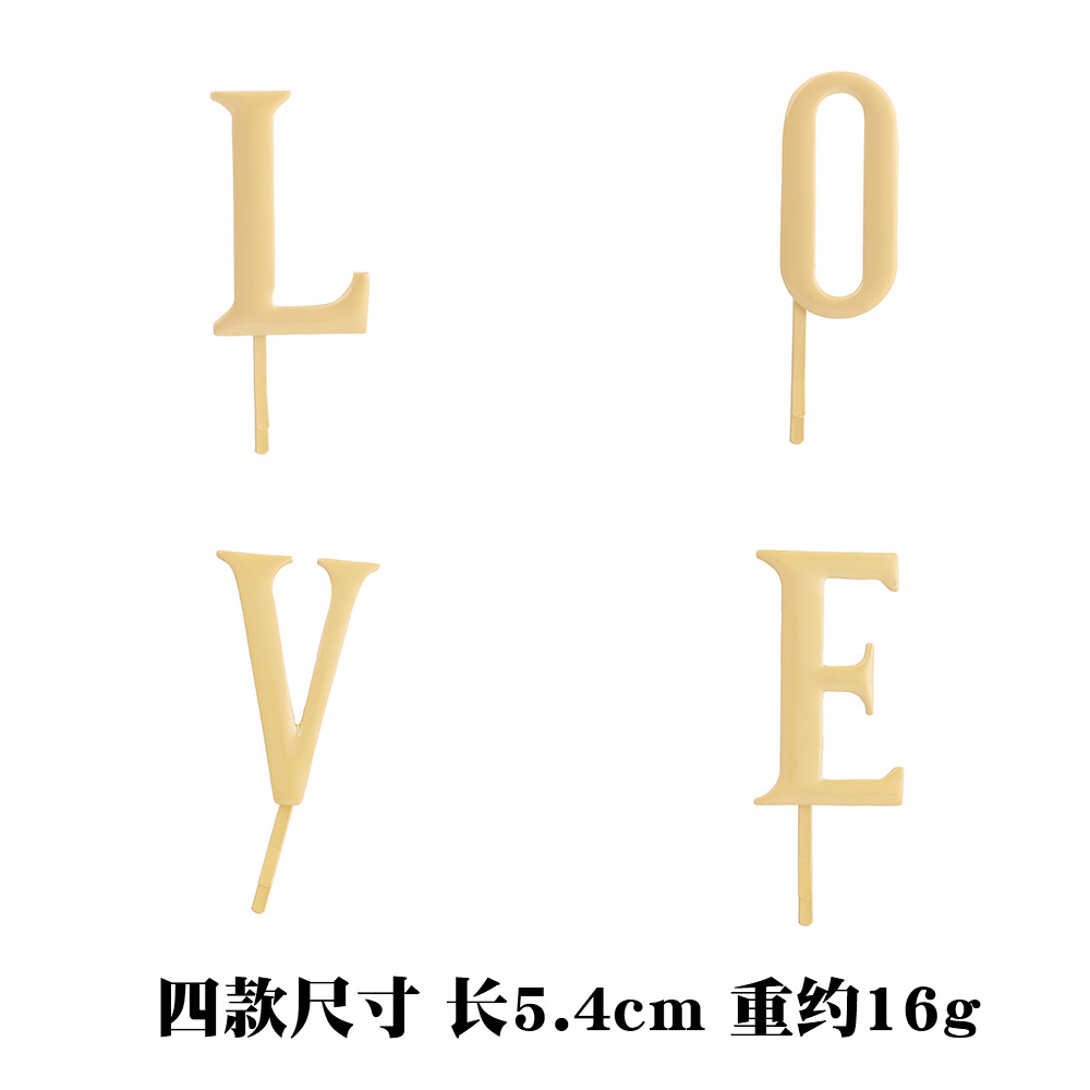Hair Accessories Alloy Simple Love Letter Hairpin Word Clip Set display picture 2