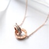 Necklace stainless steel, golden chain, short accessory, decorations, pendant, does not fade, pink gold, Japanese and Korean, South Korea, simple and elegant design