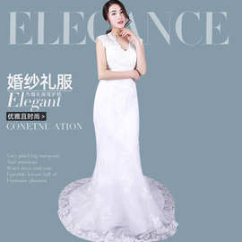 鱼尾无袖主婚纱2021新款修身新娘礼服女拖尾森系简约显瘦婚纱礼服