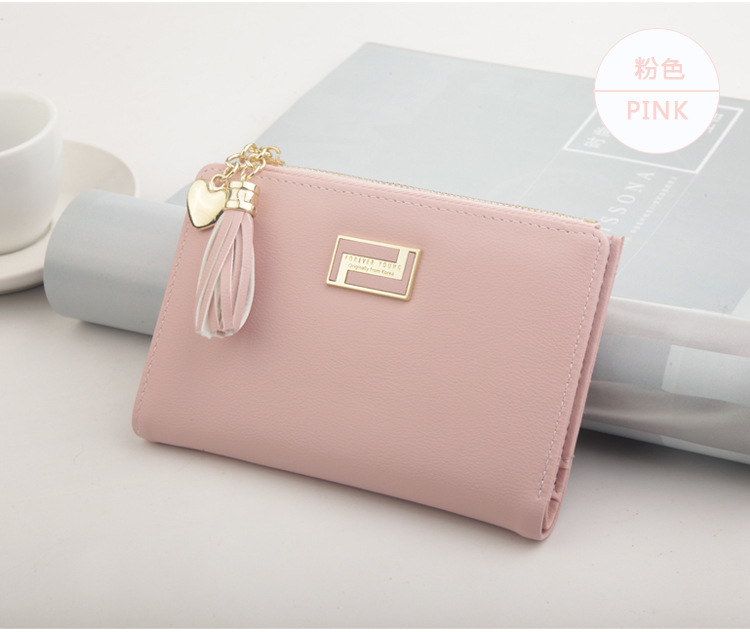 Mode neue Brieftasche mittellange koreanische Version von einfarbiger Quaste Reiverschluss Brieftaschepicture1