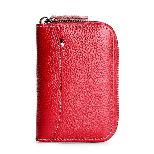 New version of high-end genuine pickup bag, pebbled pattern women’s spliced ​​coin purse, cowhide men’s business card bag