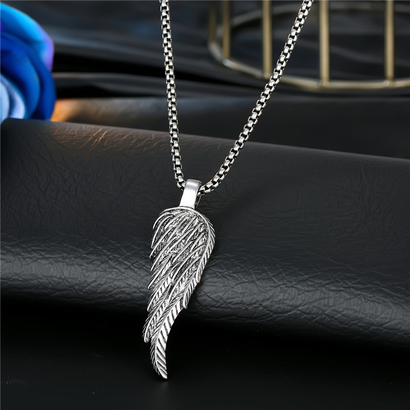 Retro silver hollow fivepointed star round scissors feather wings alloy pendant necklace wholesale nihaojewelrypicture3