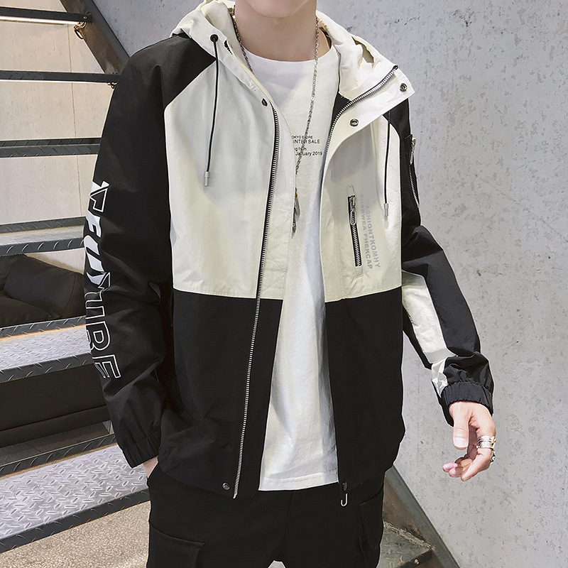 2019春夏季韩版撞色宽松工装百搭青少年百搭外套衫春季男生夹克