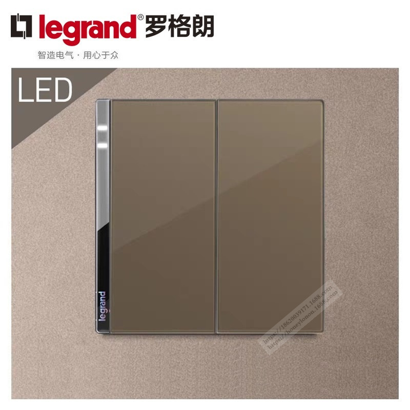 Legrand罗格朗 逸远 16A二位单带LED灯开关-沉香金K9/32/1/2CN-G2
