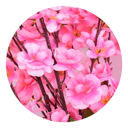 Artificial peach blossom branches, fake flower branches for wedding decoration arch props, silk fabric flower stems, 6 branches, simulation peach blossom tree