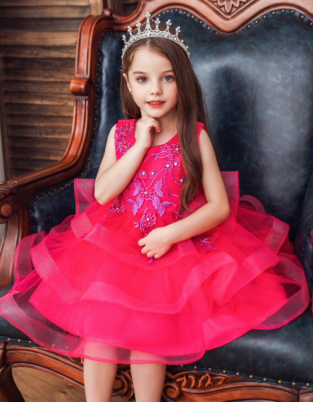 2022 Neues Europäisches Und Amerikanisches Kinder Kleid Prinzessin Kleid Blumen Mädchen Hochzeits Kleid Tutu Kleid Mädchen Laufsteg Kostüm display picture 19