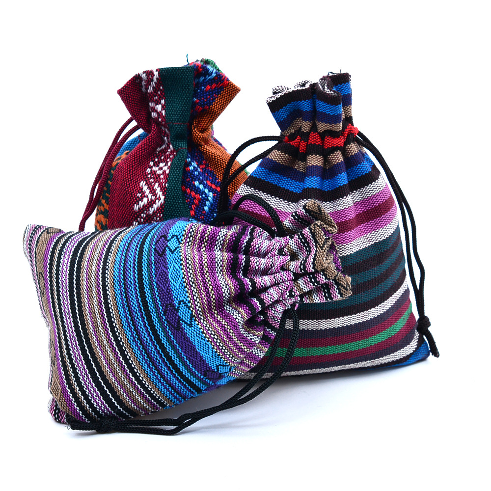 9g Weight Gift Bags Event & Party Supplies Storage Bag, comb Storage & Cleaning Ethnic Style Bag Pocket Stripe Cloth Cotton Gift Bags Party Supplies Gift Wrapping Supplies