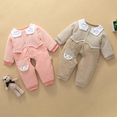 新生儿和尚服2020年新款0-1岁宝宝夹棉连体衣婴幼童哈衣秋冬爬服