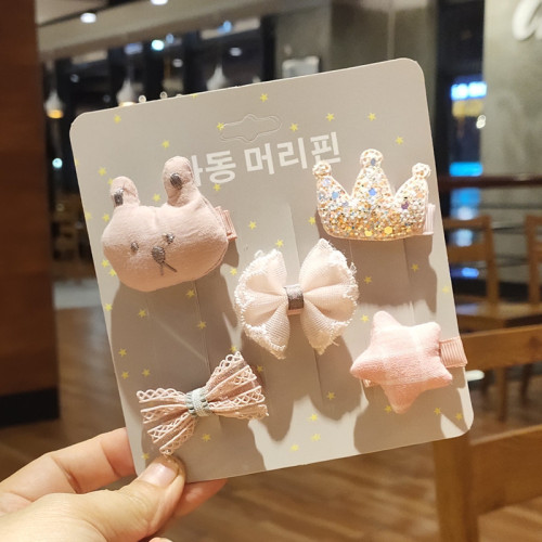 Children's hair accessories bangs clip new Korean style accessories cartoon bow hair clip set card set 5 pieces