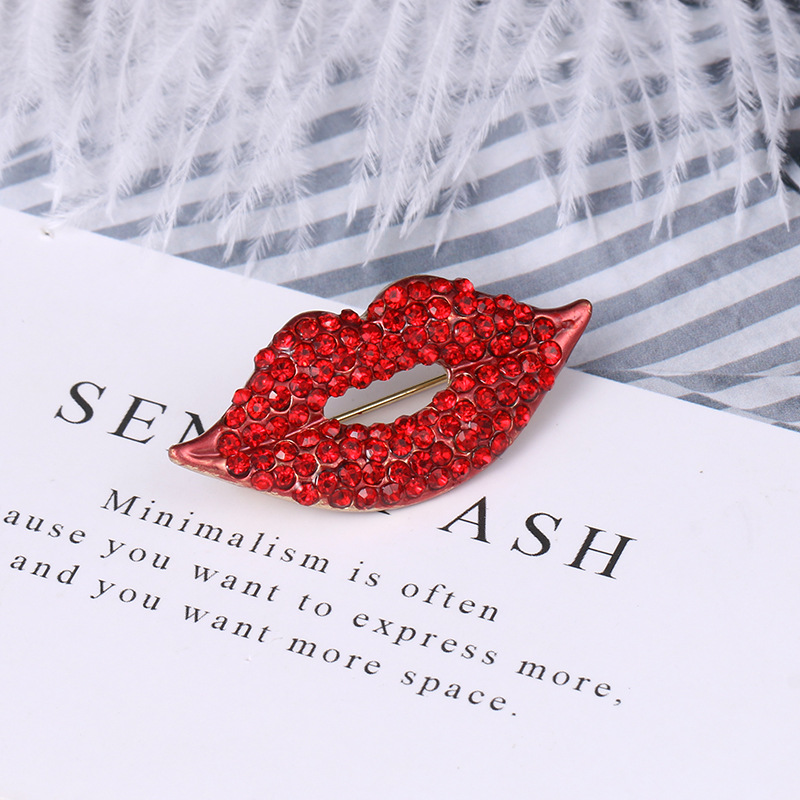 Rhinestone Lip Brooch