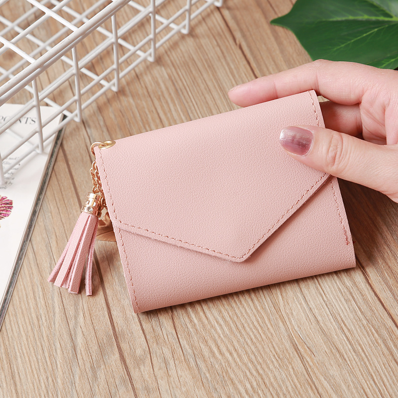 Korean Solid Color Short Tassel Wallet Wholesale display picture 23