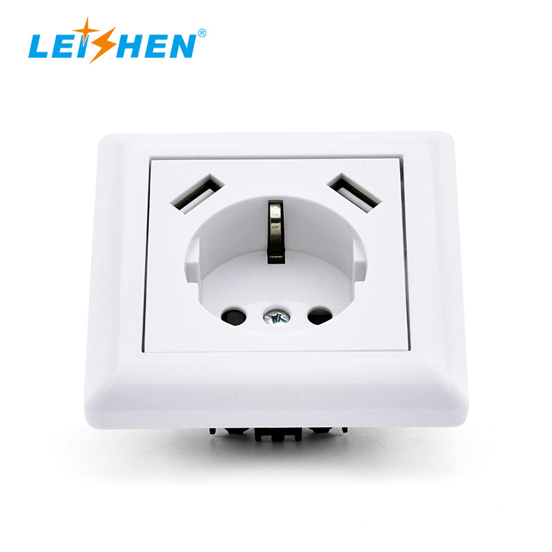 86墙壁多功能插座10A欧规欧规插座暗装通用开关插座带USB接口