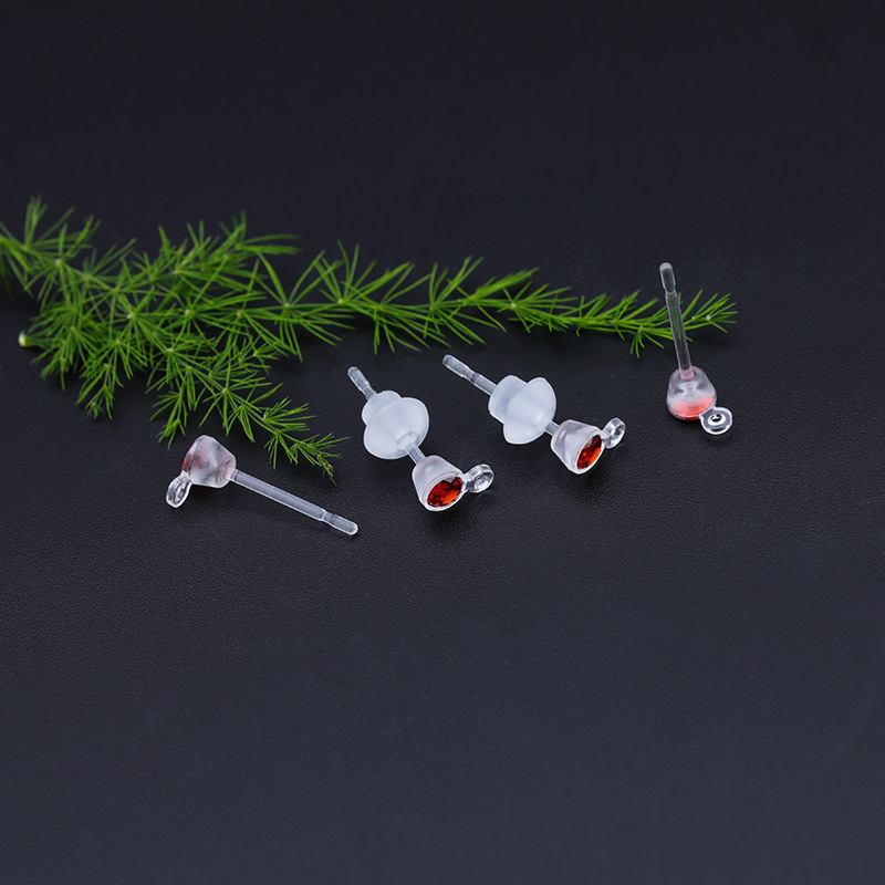 Bringing drilling cup earrings/pomegranate red (including mushroom ear block)