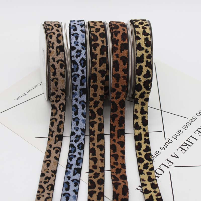 8mm15mm豹纹提花弹力带超弹豹纹松紧带韩国爆款钉珠装饰带腰带