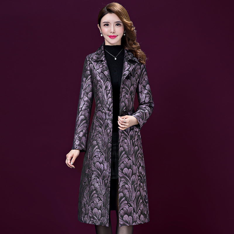 厂家批发2019春装新款女外套韩版修身显瘦妈妈装中长款风衣外套