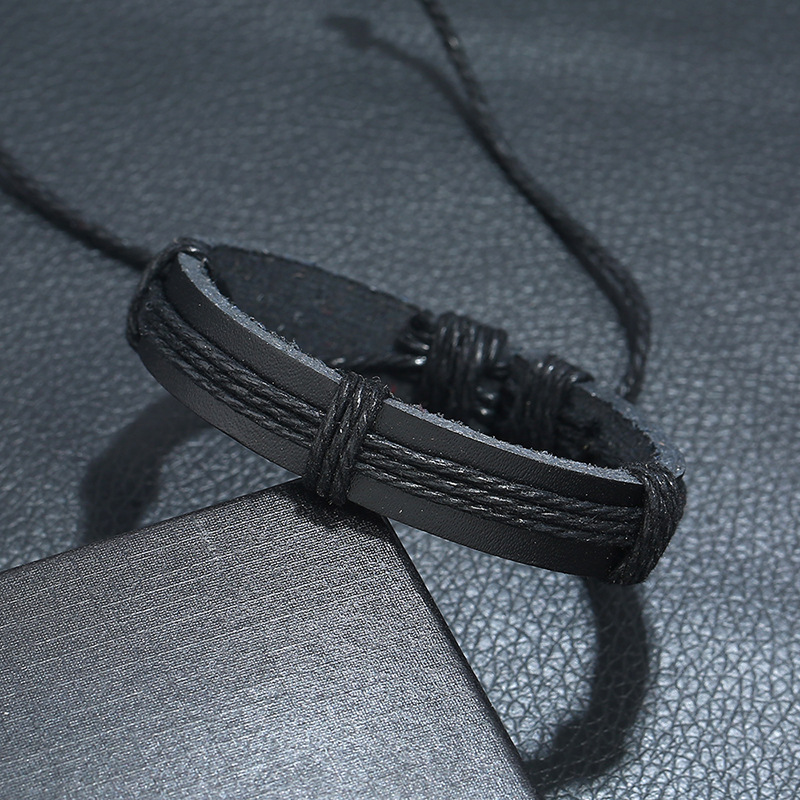 New color hemp rope woven leather bracelet simple style men and women couple bracelet imitation cowh