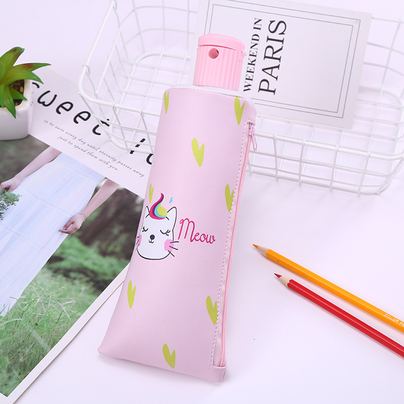 Customizable cute cartoon creative unicorn pen case with pencil sharpener and toothpaste shape, large-capacity storage stationery bag detail image 9