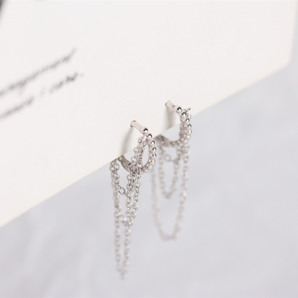 1 Pair Simple Style Chain Sterling Silver Earrings display picture 7