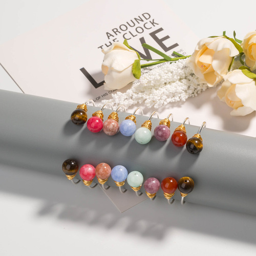 European and American silver round agate stone bracelet fashionable adjustable multi-color natural stone jewelry manufacturer direct sales bracelet