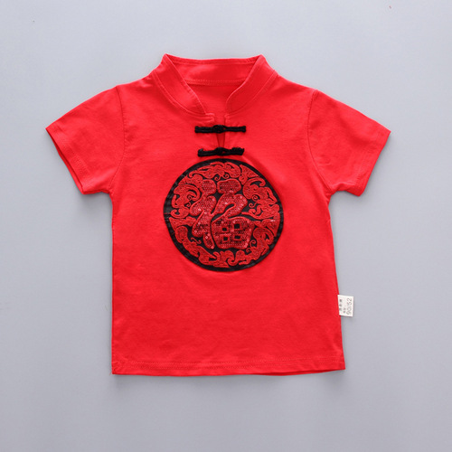  new baby Chinese style short-sleeved suit trendy children's summer clothes 3-year-old boys and girls summer clothes two-piece set