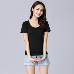 2022 Spring and Summer Short Sleeve Bottoming Shirt Women's Slim Fit Versatile Modal Round Neck Women's T-Shirt Short Solid Color Slimming Bottoming