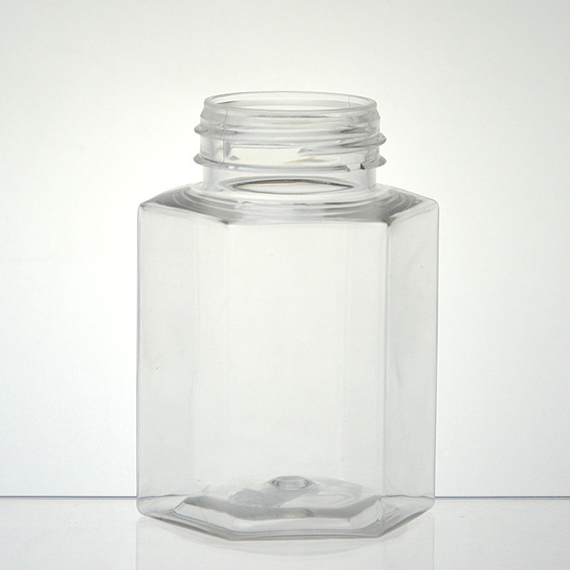 厂家包材定制40牙6边形塑料瓶六边形瓶PET食品罐透明糖果罐坚果瓶