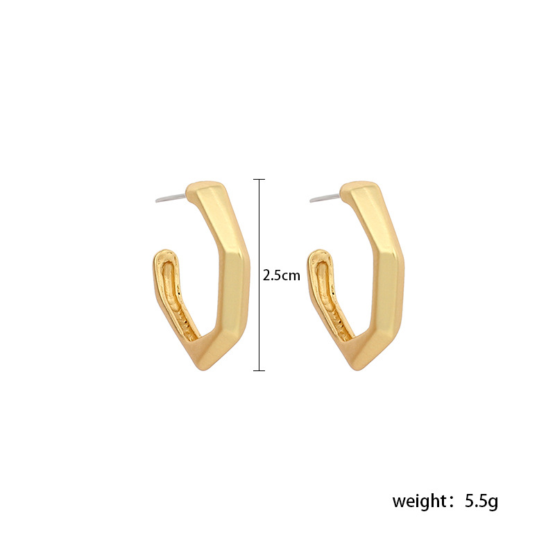 No Inlaid Inlay Material Wholesale Korean Irregular Golden Metal Earrings