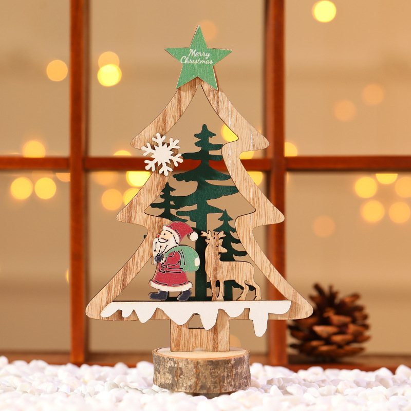 Weihnachts Weihnachts Baum Weihnachts Mann Schneemann Holz Party Ornamente display picture 4