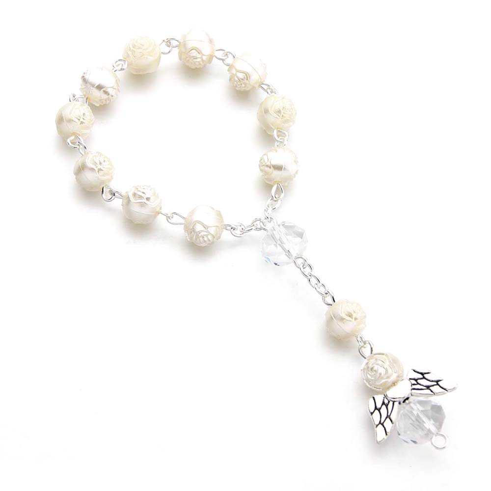 Cross-border Hot Sale Religious Cold Wind Special-interest Design Beads Love Angel Wings Bracelet Rose Pearl Bracelet display picture 1
