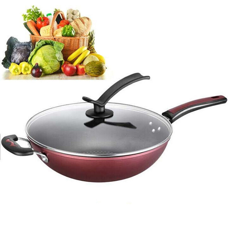 厂家直销韩式不粘无油烟炒锅燃气电磁炉通用礼品套装锅一件代发