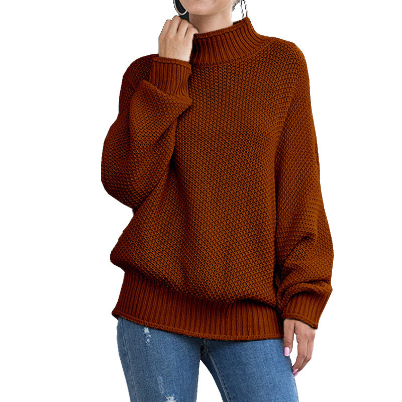 Suéter de punto grueso de exportación europeo y americano para mujer, éxito de ventas en Amazon para otoño e invierno 2025, con bordes enrollados y mangas de murciélago, YW1008