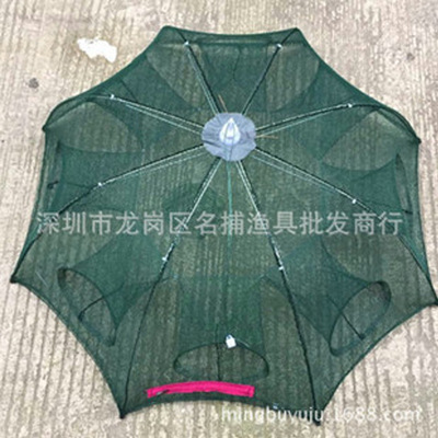 批發4/6/8/12/16孔漁網蝦網捕魚網魚籠折疊龍蝦籠魚袋捕魚籠漁護