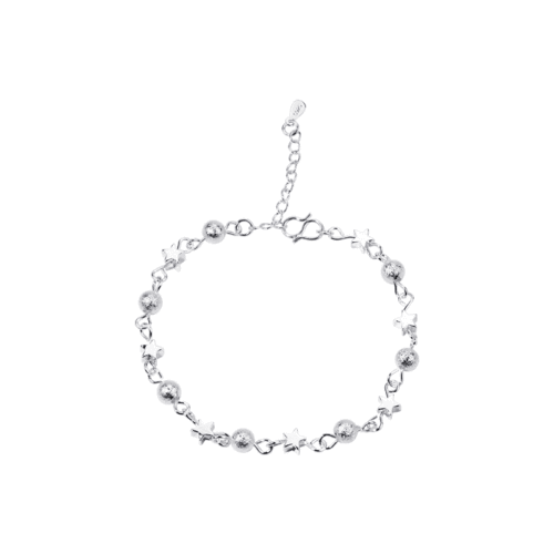 Japanese and Korean-style sand bead small star silver bracelet, fashionable five-pointed star jewelry for girls, WeChat merchant supply wholesale agent