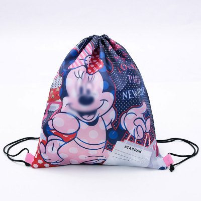 210d goods in stock waterproof Shopping Cloth bag Drawstring Backpack nylon Drawstring bag Cartoon Polyester fiber Bundle pocket customized