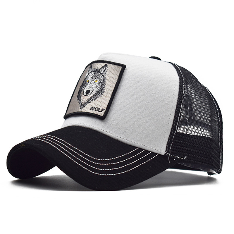 Popular Amazon bordado animal de algodón de malla gorra de béisbol de las mujeres de los hombres de deportes al aire libre gorra enarbolada
