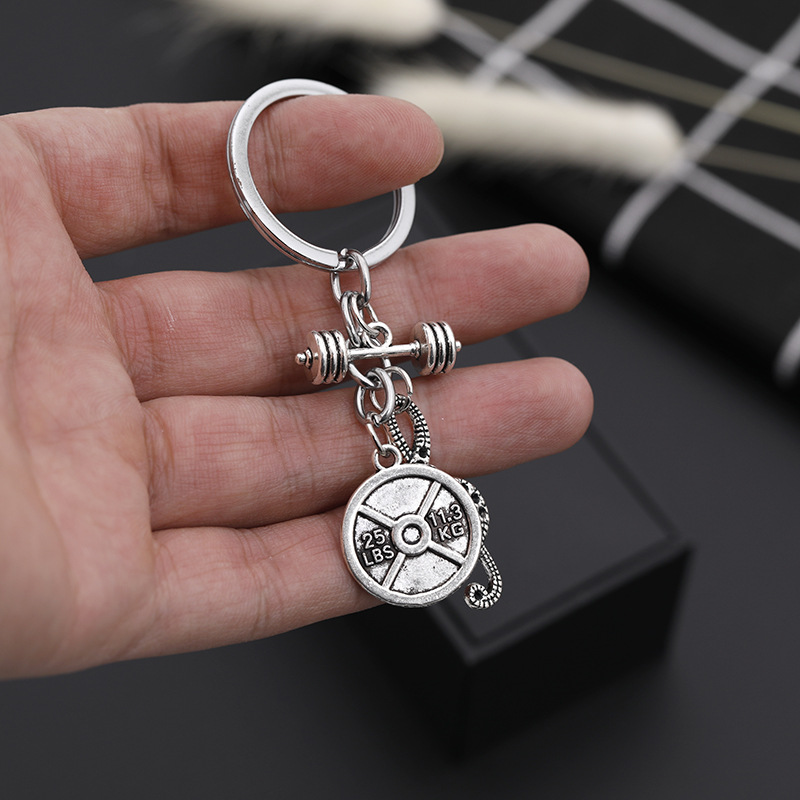 Explosion Keychain Street Fitness Dumbbell Note Pendant Keychain Pendant Accessories Wholesale Nihaojewelry display picture 2