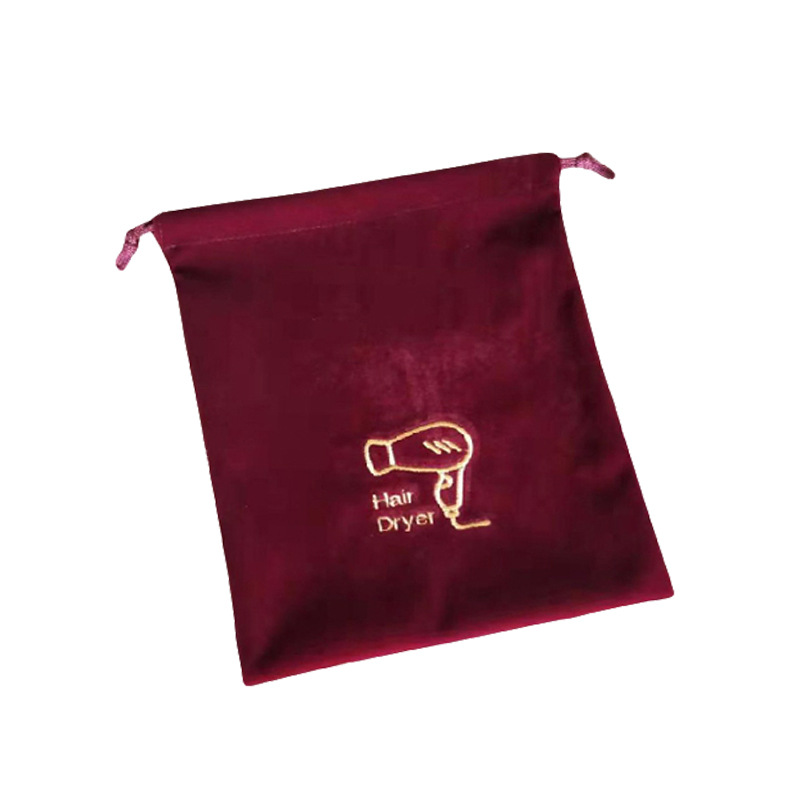 En stock Hotel habitación especial secador de pelo bolsa de franela Hotel secador de pelo bolsa de almacenamiento fijo logo
