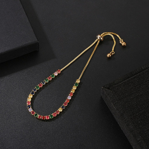 Kerastase, AliExpress cross-border new products, adjustable crystal bracelet for women from European and American manufacturers, with colorful cubic zirconia stones
